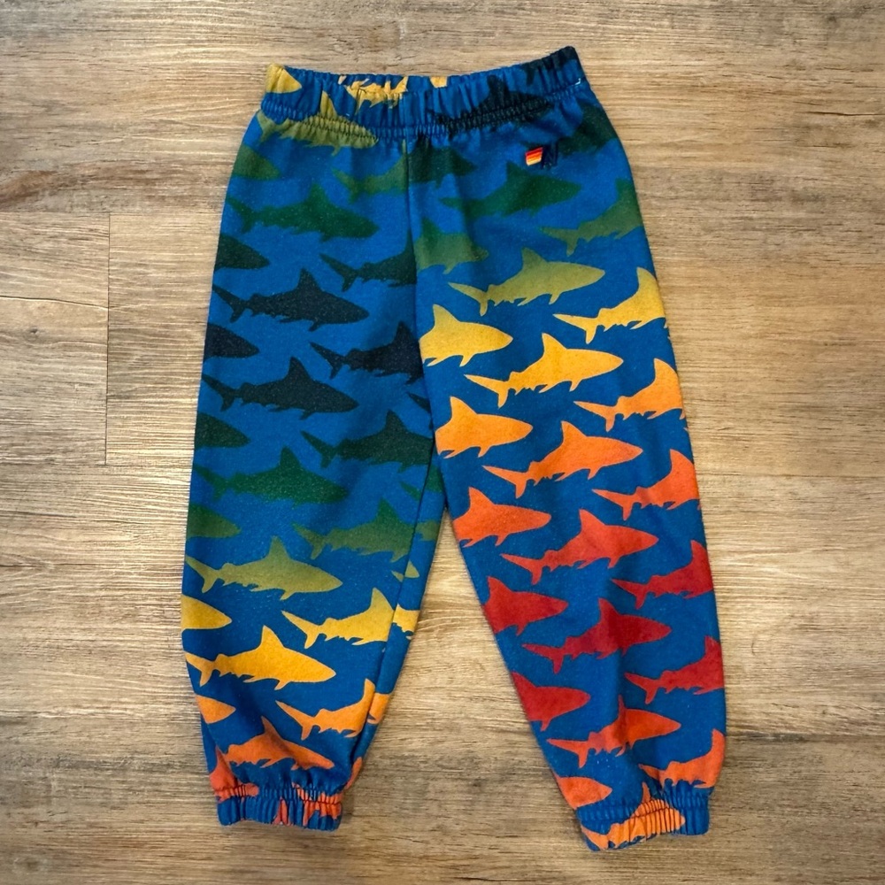 Aviator Nation Multicolor blue shark Print Kids Sweatpants size 4